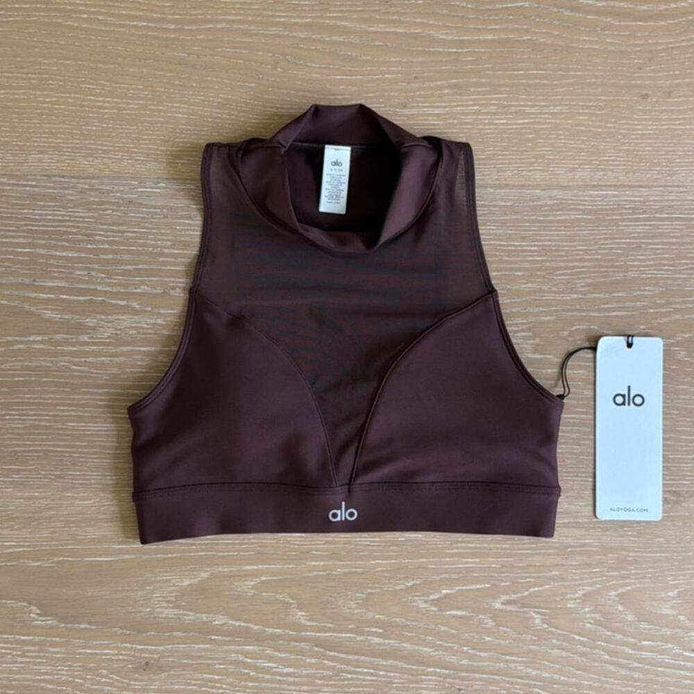 Alo Yoga Airlift Mesh Infatuation Sports Bra Size S Brown